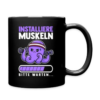 Muskeln Sport Fitness Gewichtheben Tintenfisch - Tasse einfarbig - Schwarz - Rechts