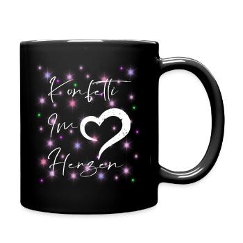 Konfetti im Herzen - Tasse einfarbig - Schwarz - Rechts