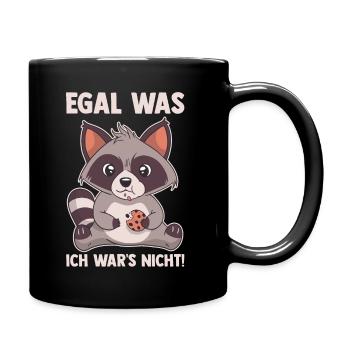 Egal was ich wars nicht Waschbär - Tasse einfarbig - Schwarz - Rechts
