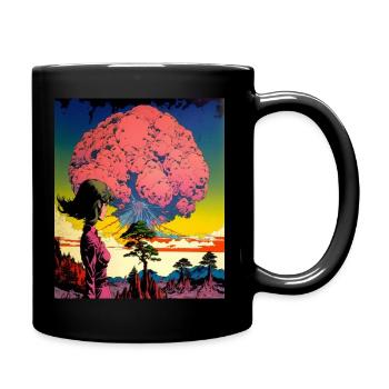 Psychedelic explosion young girl - Full Colour Mug - black - Right