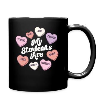 Teacher Valentines Day Positive Affirmations - Full Colour Mug - black - Right
