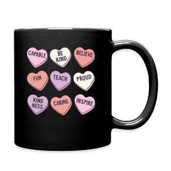Retro Teacher Valentines Day Positive Sayings - Full Colour Mug - black - Right