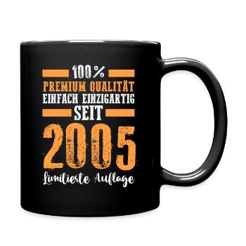 2005 18 Jahre Geburtstag - Tasse einfarbig - Schwarz - Rechts
