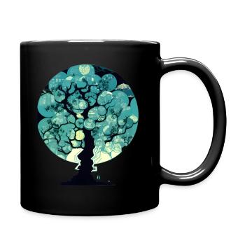 Aquarell Baum - Tasse einfarbig - Schwarz - Rechts