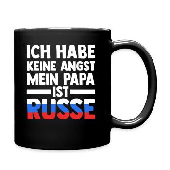 Ich habe keine Angst mein Papa ist Russe - Tasse einfarbig - Schwarz - Rechts