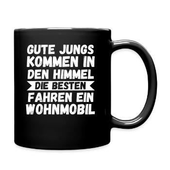 Camper Wohnmobil Wohnwagen Campingplatz Camping - Tasse einfarbig - Schwarz - Rechts