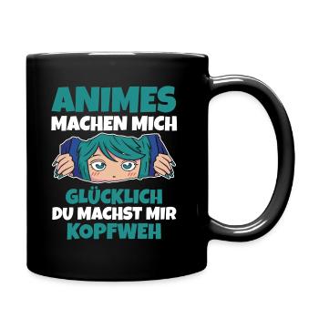 Animes machen mich glücklich - Tasse einfarbig - Schwarz - Rechts
