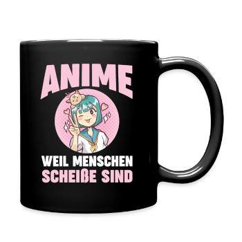 Anime weile Menschen scheiße sind - Tasse einfarbig - Schwarz - Rechts