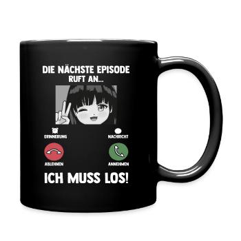 Anime Ruft An - Tasse einfarbig - Schwarz - Rechts