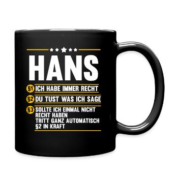 Hans - Tasse einfarbig - Schwarz - Rechts