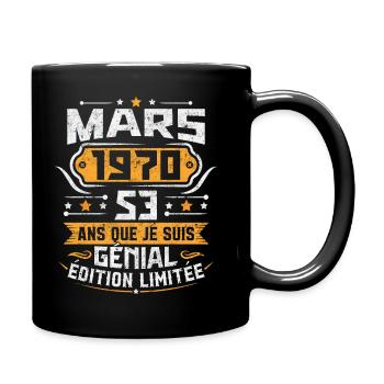 Rétro Cadeau D'anniversaire 53 Ans Mars 1970 - Mug uni - noir - Droite