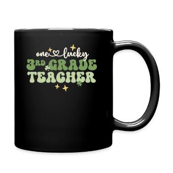 One Lucky Teacher Retro 3rd Grade Teacher St - Full Colour Mug - black - Right