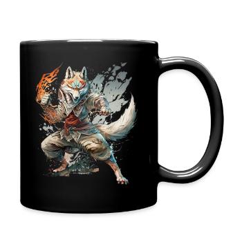 Martial Arts Wolf - Kämpfer, Kung Fu, Karate - Tasse einfarbig - Schwarz - Rechts