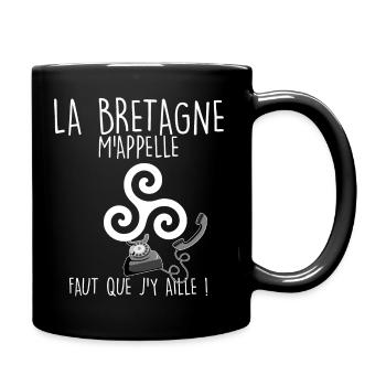 Bretagne Citation Téléphone Marrant - Mug uni - noir - Droite