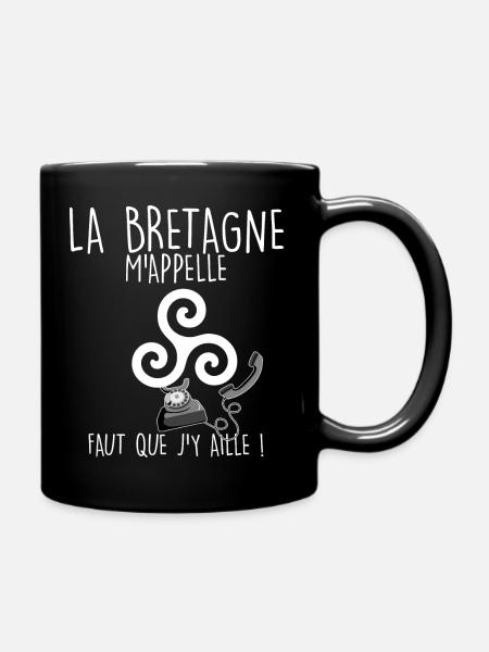 Bretagne Citation Téléphone Marrant - Mug uni - noir