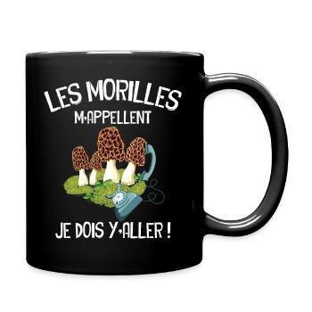 Les morilles m'appellent Citation Champignon - Mug uni - noir - Droite