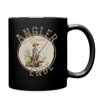 Angler bis zum bitteren Ende Angeln Angel Design - Tasse einfarbig - Schwarz - Rechts