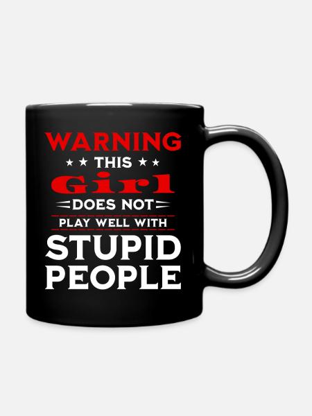 Warning this Girl - Lustiger Spruch - Tasse einfarbig - Schwarz
