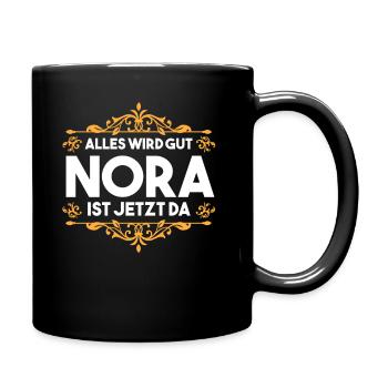 Name Nora - Tasse einfarbig - Schwarz - Rechts