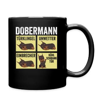 Hund Doberman - Tasse einfarbig - Schwarz - Rechts