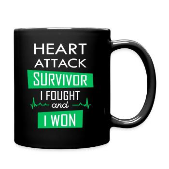 Herzinfarkt Überlebender, Ich kämpfte und gewann - Tasse einfarbig - Schwarz - Rechts