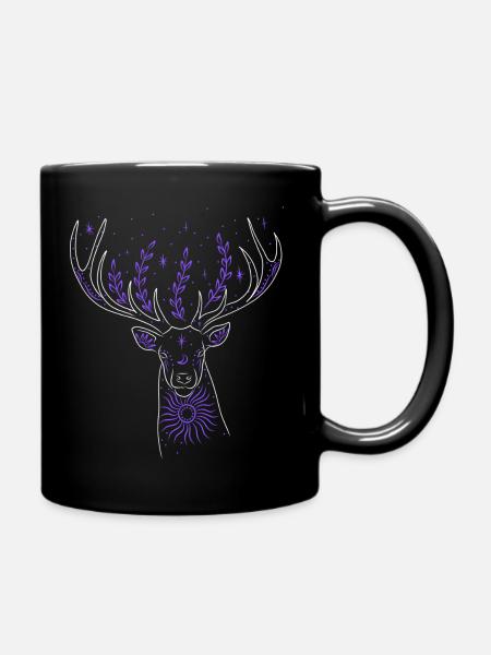 Abstrakter Hirsch - Tasse einfarbig - Schwarz
