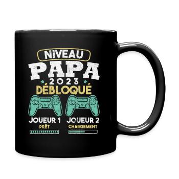 Niveau papa débloqué futur père 2023 - Mug uni - noir - Droite