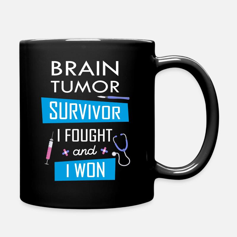 Hirntumor Überlebender, Ich kämpfte und gewann - Tasse einfarbig - Schwarz