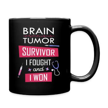 Brain Tumor survivor, I fought and I won - Full Colour Mug - black - Right