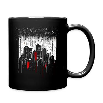 Minimalistische Metropole Wolkenkratzer bei Regen - Tasse einfarbig - Schwarz - Rechts