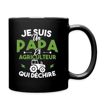 Papa et agriculteur - Mug uni - noir - Droite