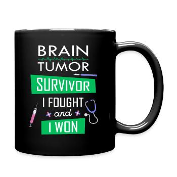 Brain Tumor survivor, I fought and I won - Full Colour Mug - black - Right
