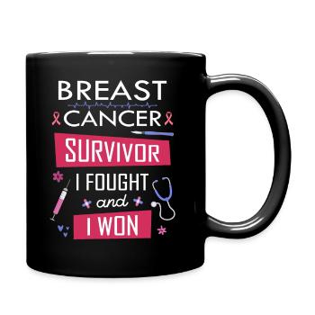 Survivantes du cancer du sein, je me suis battue et j’ai gagné - Mug uni - noir - Droite
