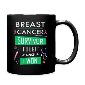 Survivantes du cancer du sein, je me suis battue et j’ai gagné - Mug uni - noir - Droite