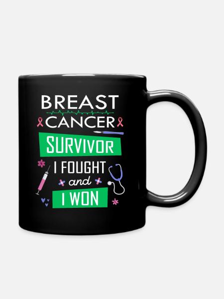 Brustkrebs Überlebende, Ich kämpfte und gewann - Tasse einfarbig - Schwarz