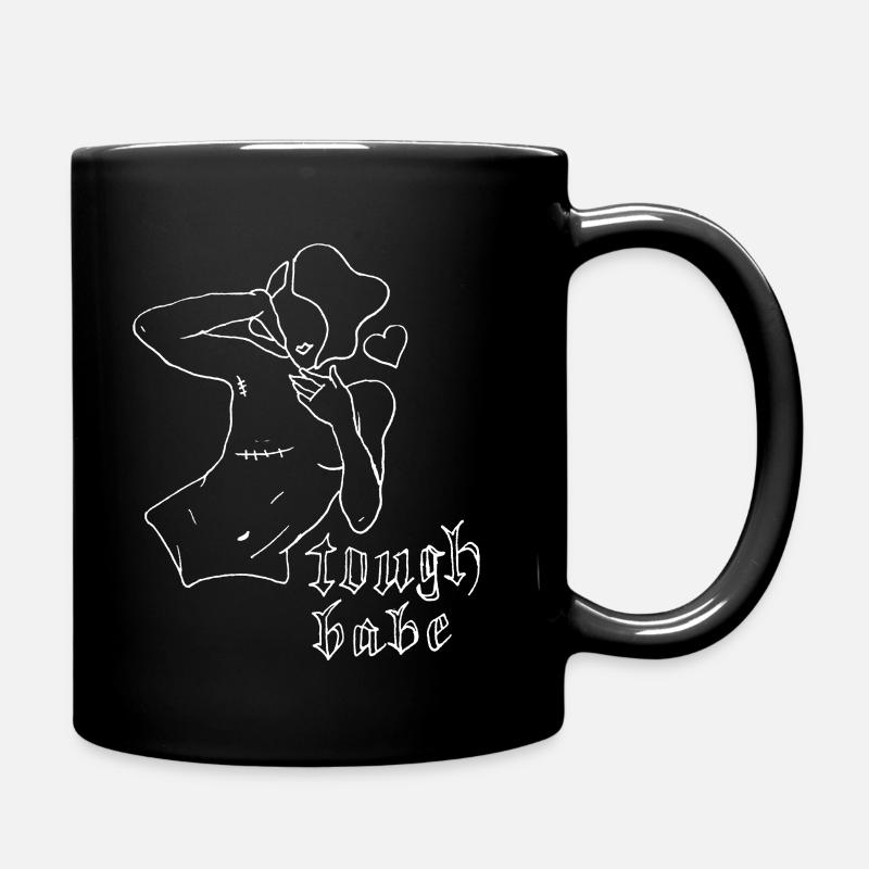 tough babe outlines weiß - Tasse einfarbig - Schwarz