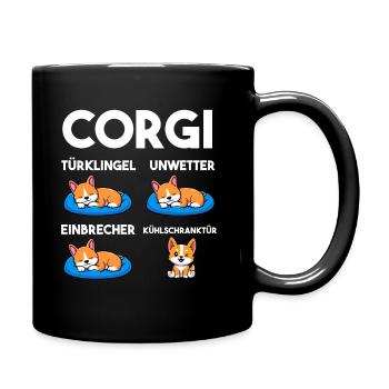 Hund Corgi - Tasse einfarbig - Schwarz - Rechts