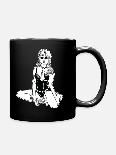 Polizistin // Illustration - Tasse einfarbig - Schwarz