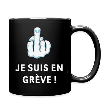 Doigt D’Honneur – Je Suis En Grève ! (Médius) - Mug uni - noir - Droite
