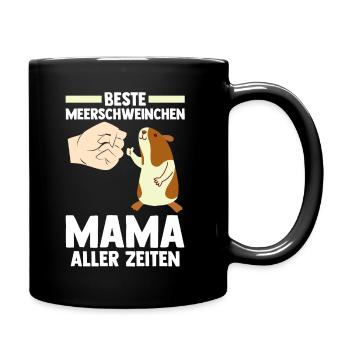 Nagetier Meerschwein Mutter Mama Meerschweinchen - Tasse einfarbig - Schwarz - Rechts