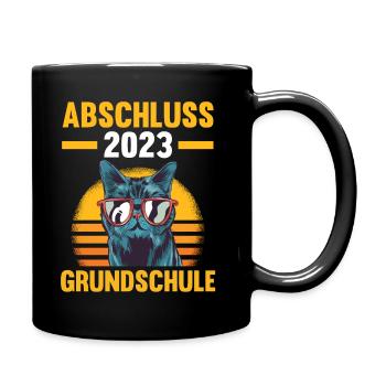 Schulabschluss 2023 Katze Grundschule - Tasse einfarbig - Schwarz - Rechts