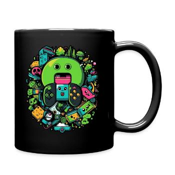the green gamer - Tasse einfarbig - Schwarz - Rechts