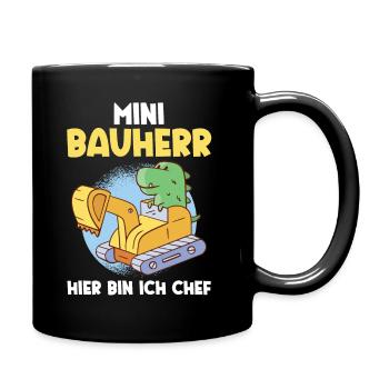 Dinosaurier Bagger Bauherr - Tasse einfarbig - Schwarz - Rechts