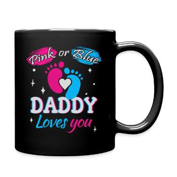 Rosa oder Blau, Papa liebt dich - Tasse einfarbig - Schwarz - Rechts