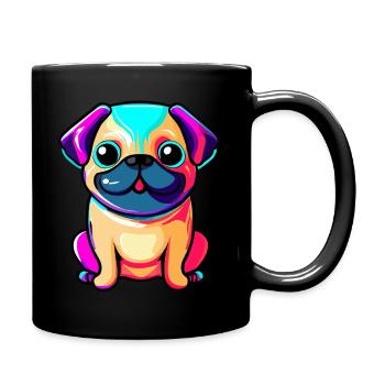 Niedliche Bulldogge Illustration - Tasse einfarbig - Schwarz - Rechts