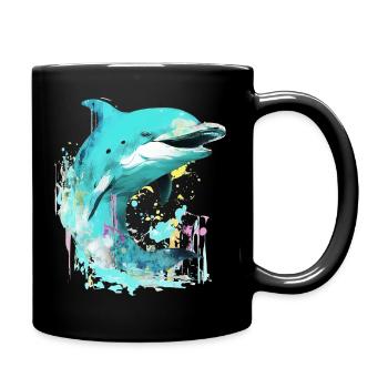 Beautiful dolphin - Full Colour Mug - black - Right