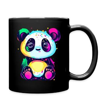Niedlicher kreativer bunter Panda - Tasse einfarbig - Schwarz - Rechts