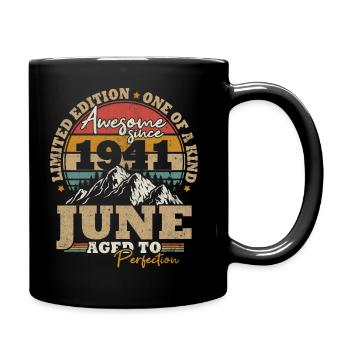 June 1941 Vintage Birthday Gift 82 Years - Full Colour Mug - black - Right