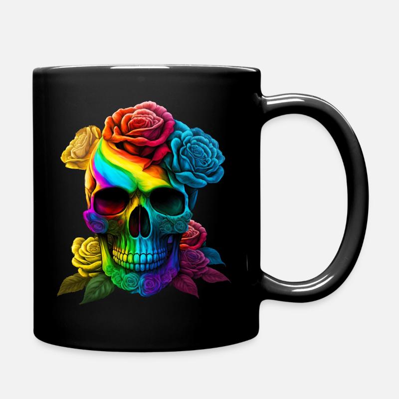 Crâne aux couleurs de l’arc-en-ciel - Mug uni - noir