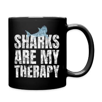 Sharks Are My Therapy Shark Researcher Marine Biologist - Full Colour Mug - black - Right